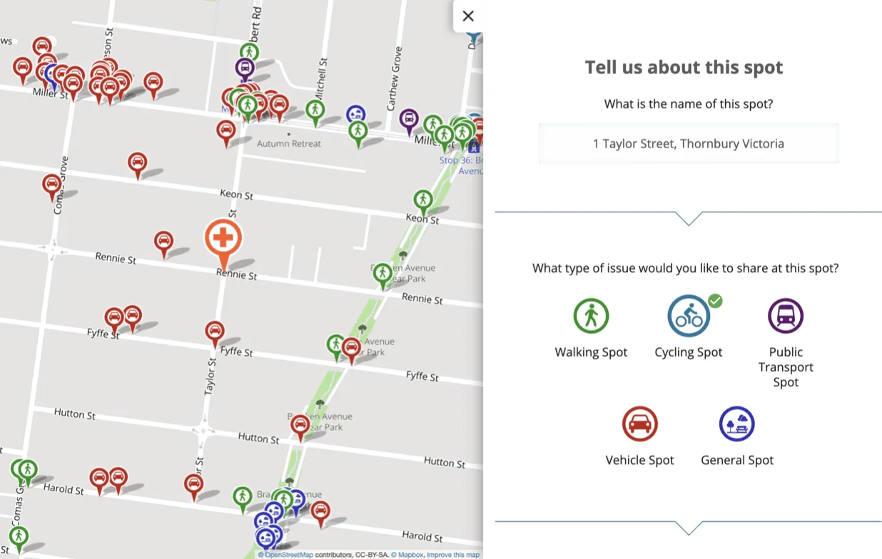 CrowdSpot map with contribution form